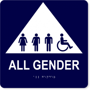 All Gender Triangle with Symbols - ADA Tactile Sign