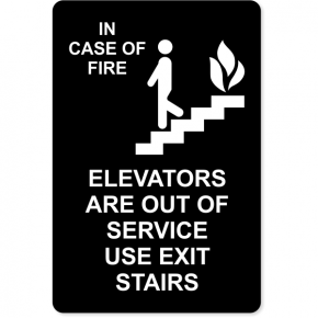 In Case of Fire Use Stairway for Exit Engraved Plastic Sign | 9" x 6"