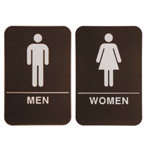ADA Braille Men's & Women's Restroom Sign Set 6" x 9" Brown
