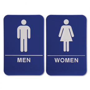 ADA Braille Men's & Women's Restroom Sign Set 6" x 9" Blue
