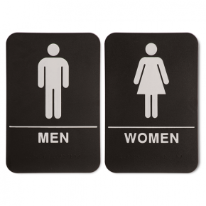 ADA Braille Men's & Women's Restroom Sign Set 6" x 9" Black