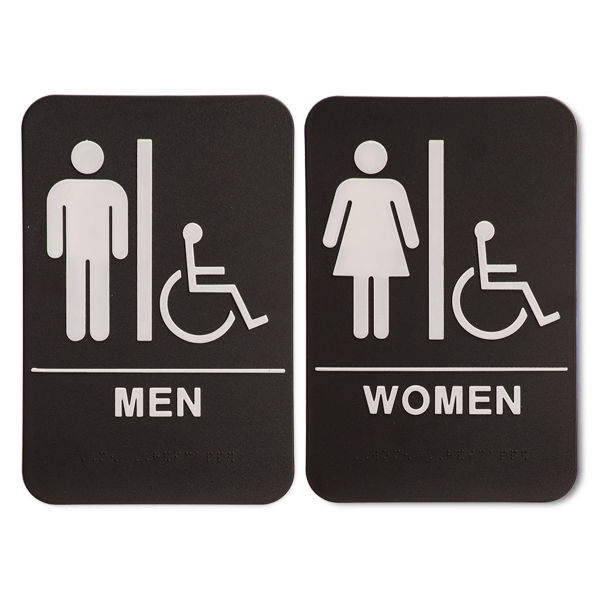 Black ADA Men & Women Restroom Sign Set