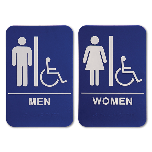Blue ADA Handicap Restroom Sign Set