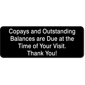 Copays and Outstanding Balances Sign | 3" x 8"