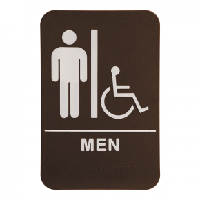 Brown Men's Handicap ADA Braille Restroom Sign | 9" x 6"