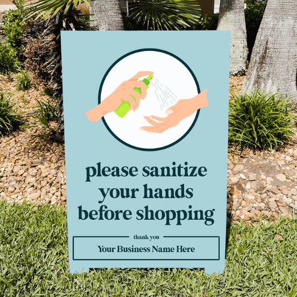 Please Sanitize Before Shopping Outdoor A-Frame Sign