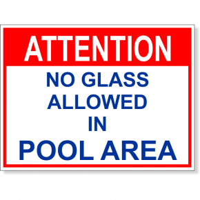 Attention No Glass Allowed Full Color Sign | 6" x 8"