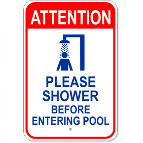 Attention Please Shower Aluminum Sign | 18" x 12"