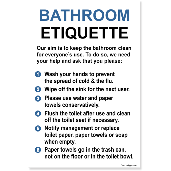 Bathroom Etiquette Sign | 12" x 8"
