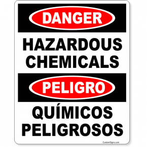 Bilingual Danger Hazardous Chemical Full Color Sign | 10" x 8"
