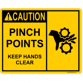 Caution Keep Hands Clear Full Color Sign | 8" x 10"