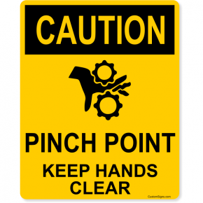 Caution Pinch Point Full Color Sign | 10" x 8"