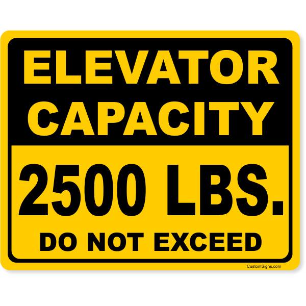 Custom Elevator Capacity Full Color Sign | 8" x 10"