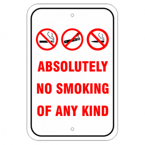 Custom No Smoking, E-Cig, Vaping Aluminum Sign