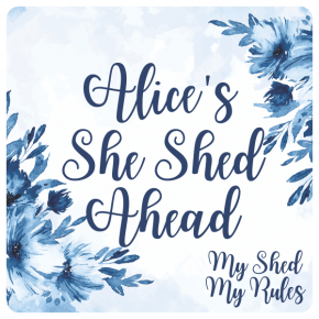Custom She Shed Ahead Blue Floral Sign | 12" x 12"