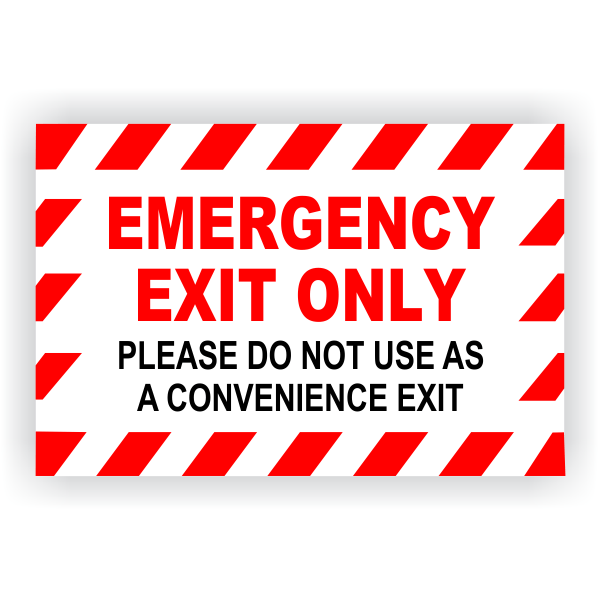 Emergency Exit Only Vinyl Decal - 6" x 9"