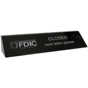 Engraved Black Marble FDIC Next Teller Block | 2" x 10"