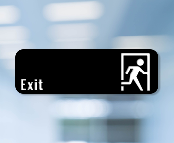 engraved exit sign