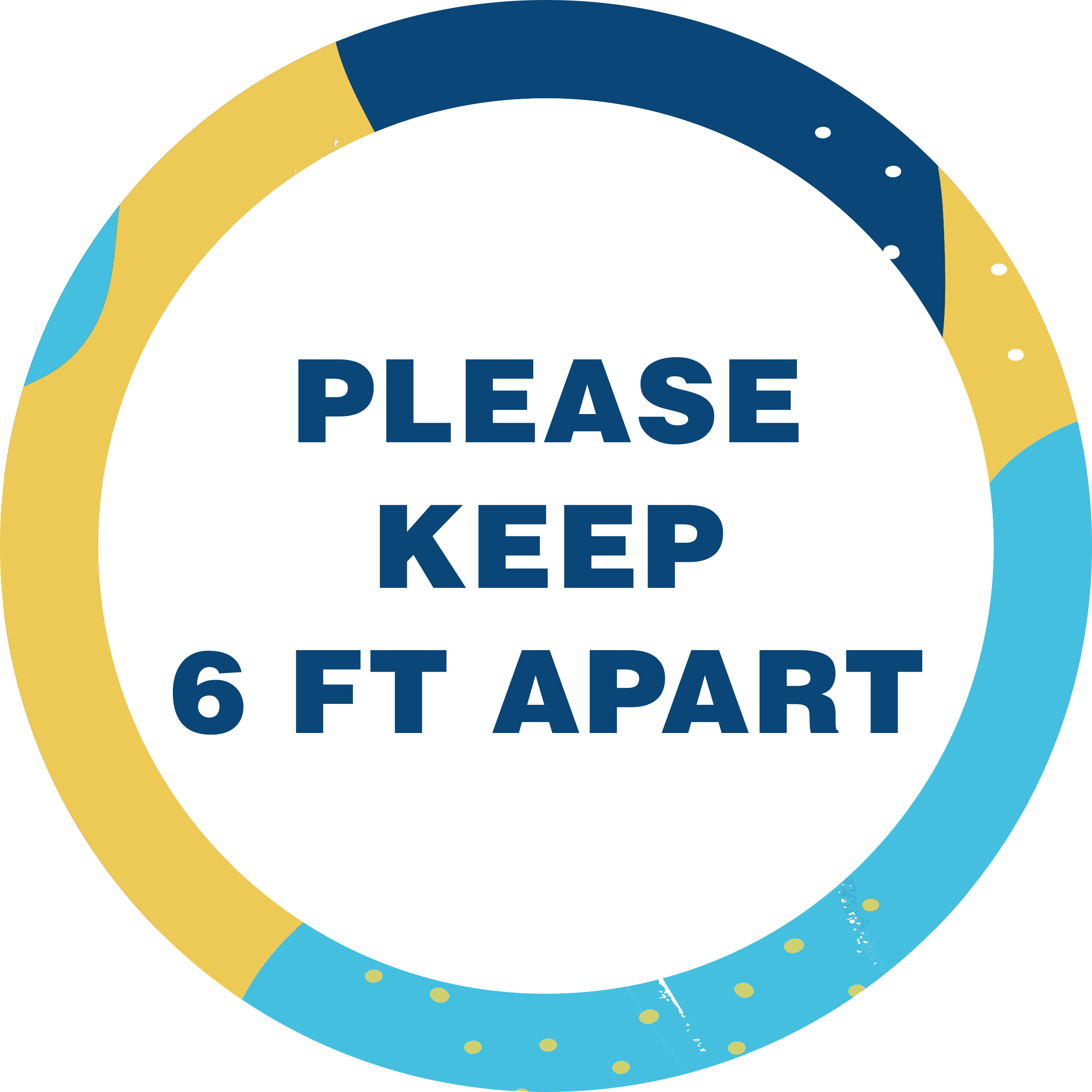 Please Keep 6 Feet Apart Aqua Set Business Reopening Floor Decal