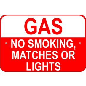 No Smoking Gas Aluminum Sign | 12" x 18"