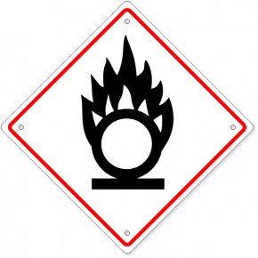 GHS Oxidizing Flame Over Circle Plastic Sign | 10" x 10"