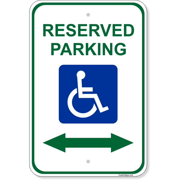 Handicap Reserved Arrow Aluminum Sign | 18" x 12"