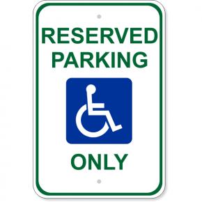 Handicap Reserved Parking Aluminum Sign | 18" x 12"