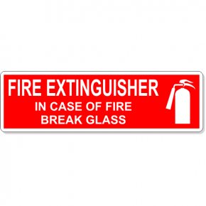 In Case Of Fire Break Glass Fire Extinguisher Icon Decal | 3" x 10"