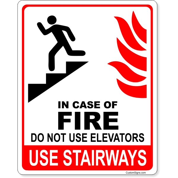 In Case of Fire Do Not Use Elevators Icon Full Color Sign | 10" x 8"