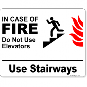 In Case of Fire Use Stairways Icon Full Color Sign | 8" x 10"