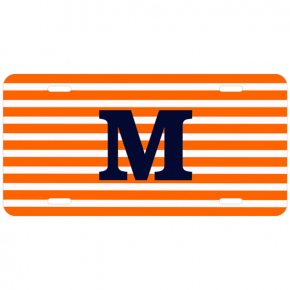 Orange Striped Monogram License Plate