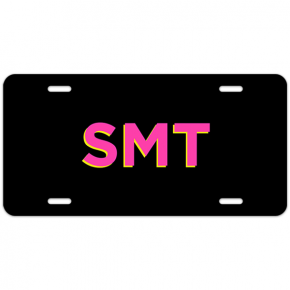 Pink and Yellow Shadowed Text Monogram License Plate