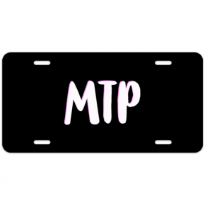Pink and White Shadowed Text Monogram License Plate