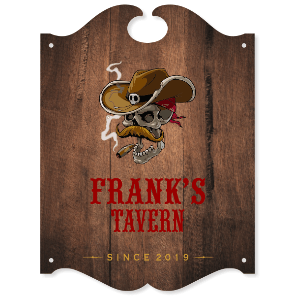 Personalized Smoking Skull Tavern Sign | 16" x 12"