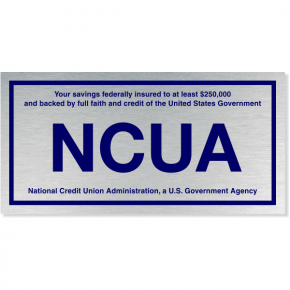 NCUA Blue / Silver Aluminum Wall Plate | 4" x 8"