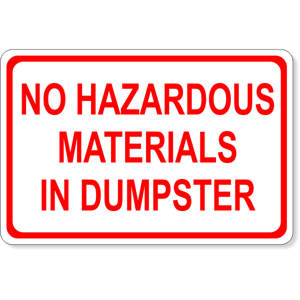 No Hazardous Materials Dumpster Decal | 4" x 6"