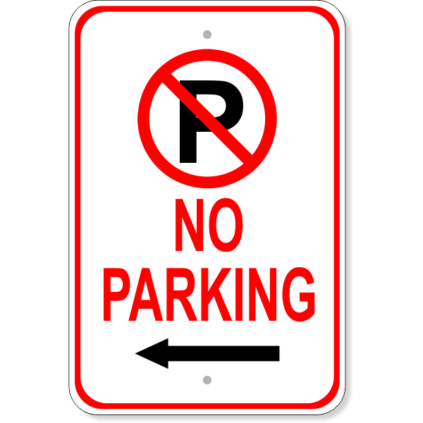 No Parking Left Arrow Aluminum Parking Sign | 18" x 12"