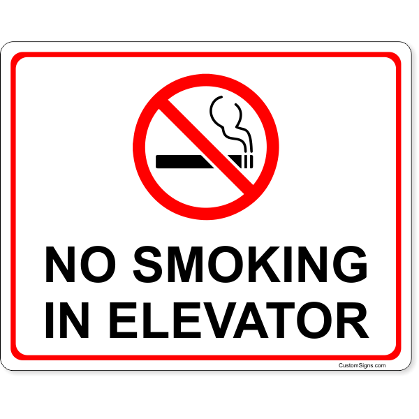 No Smoking In Elevator Full Color Sign | 8" x 10"