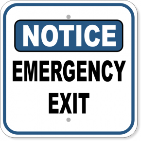 Notice Emergency Exit Aluminum Sign | 12" x 12"