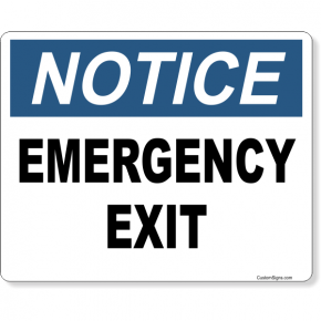 Notice Emergency Exit Full Color Sign | 8" x 10"