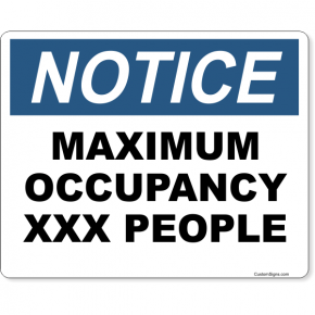 Notice Maximum Occupancy Full Color Sign | 8" x 10"