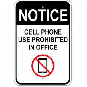 Office Cell Phone Aluminum Sign | 18" x 12"