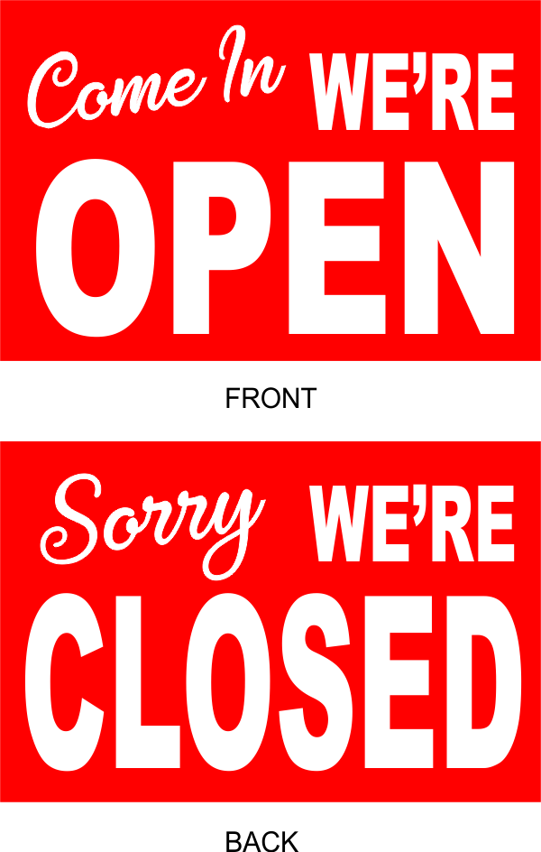 Open Closed Vinyl Sign