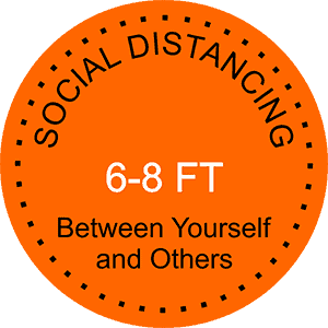 Round Orange Social Distancing Floor Decal