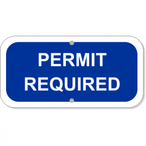 Permit Required Add-On Aluminum Sign Blue | 6" x 12"