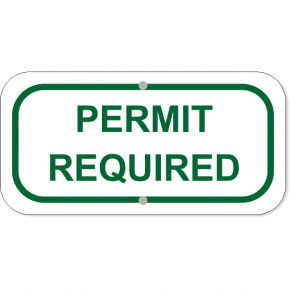 Permit Required Add-On Aluminum Sign Green | 6" x 12"