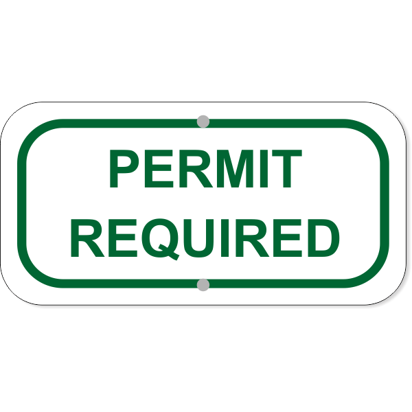 Permit Required Add-On Aluminum Sign Green | 6" x 12"