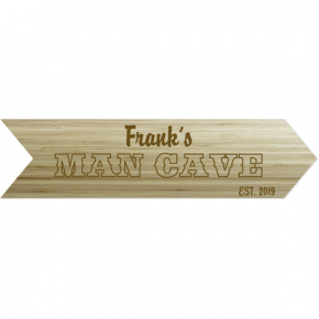 Personalized Man Cave Arrow Engraved Wood Sign | 4" x 16"