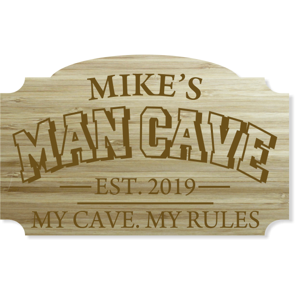 Personalized Man Cave Engraved Wood Sign | 10" x 16"