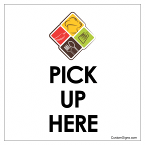Pick Up Here Sign with Icon | 8" x 8"